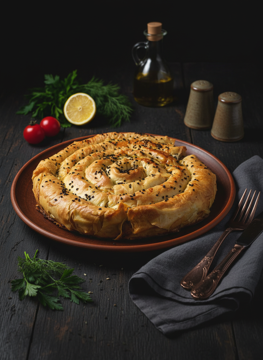 Spiral Ground Beef Phyllo Pie